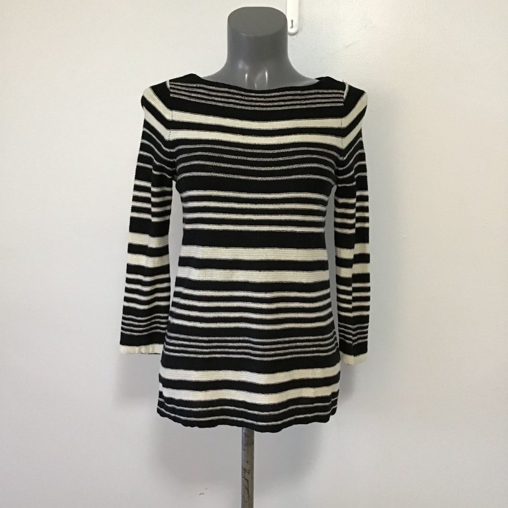 Lauren Ralph Lauren Linen Cotten Blend Striped Boat Neck Top Size M